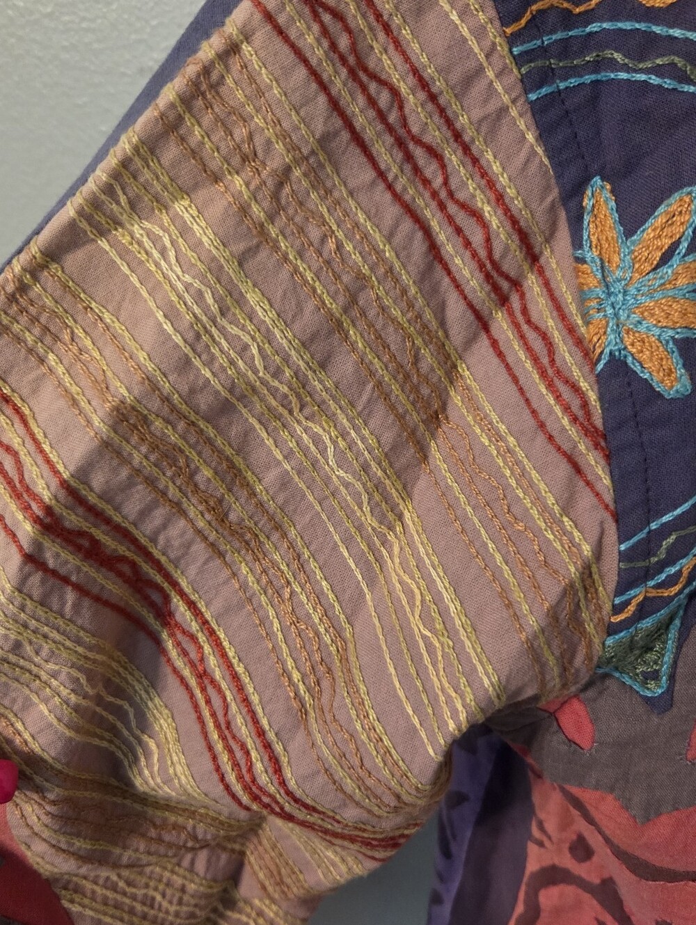 Vintage Women's Multicolor Embroidered Cotton Jacket Art To Wear Lagenlook. OS - Picture 7 of 8